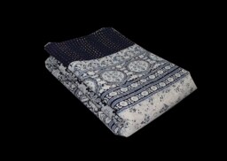 Indigo Handblock Queen/King Kantha Quilt Throw Handmade Bedspread Indian Vintage Bohemian Blanket Coverlet Bedspread Bedcover Blue Ajrak - thumbnail 1
