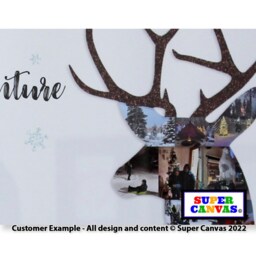 Lapland Rovaniemi Deer Reindeer Christmas Holiday Shape Photo Collage Board Wall Art Framed Canvas Print UK Souvenir Gift Present - thumbnail 4