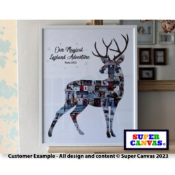 Lapland Rovaniemi Deer Reindeer Christmas Holiday Shape Photo Collage Board Wall Art Framed Canvas Print UK Souvenir Gift Present - thumbnail 2