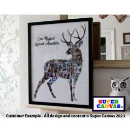 Lapland Rovaniemi Deer Reindeer Christmas Holiday Shape Photo Collage Board Wall Art Framed Canvas Print UK Souvenir Gift Present - thumbnail 3