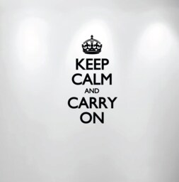"Keep Calm & Carry On Wall Decal Motivational Poster - Choose Color 16"" Wide X 28" - thumbnail 1