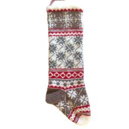 Christmas Stocking, Personalised, Hand Knit, Norwegian Design, Decoration, Scandinavian Ornament, Poinsettias, Snowflakes - thumbnail 3