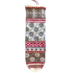 Christmas Stocking, Personalised, Hand Knit, Norwegian Design, Decoration, Scandinavian Ornament, Poinsettias, Snowflakes - thumbnail 2