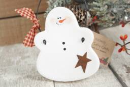 Salt Dough Primitive Snowmen With Rusty Star, Christmas Gift, Tree Decoration, Personalised Snowman, Hanging Winter Party Favors - thumbnail 1