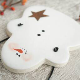 Salt Dough Primitive Snowmen With Rusty Star, Christmas Gift, Tree Decoration, Personalised Snowman, Hanging Winter Party Favors - thumbnail 3