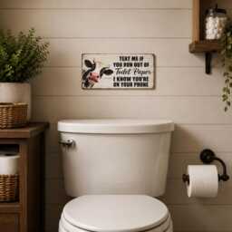 Funny Toilet Paper Sign, Funny Cow Sign, Run Out Of Plaque, Wall Art, Guest Toilet Bathroom Sign - thumbnail 3