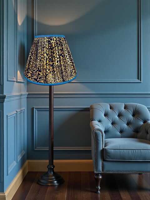 Pleated Leopard Print Tapered Drum Floor Standard Lamp Shades Ceiling Lights Pendants Table Lampshade - Animal Print Fabric Lamp Shades - image 1
