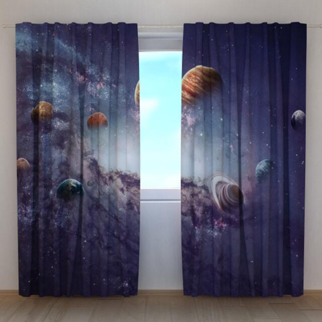 Space Blackout Curtains Planet Window Curtain Panels - image 1
