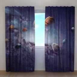 Space Blackout Curtains Planet Window Curtain Panels - thumbnail 2