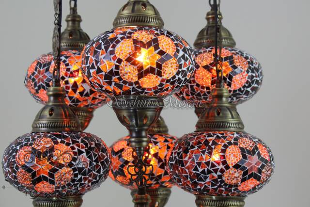 7 - Ball Turkish Sultan Mosaic Chandelier With Large Globes - image 1