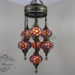 7 - Ball Turkish Sultan Mosaic Chandelier With Large Globes - thumbnail 2