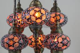 7 - Ball Turkish Sultan Mosaic Chandelier With Large Globes