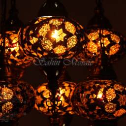 7 - Ball Turkish Sultan Mosaic Chandelier With Large Globes - thumbnail 3