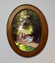 Light Oak Oval Wooden Framed Picture, Claude Monet, Park Monceau, Art Print, Wall Hanging, Antique Vintage Style - thumbnail 1