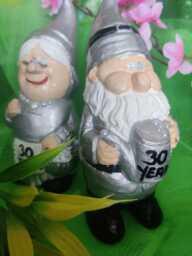 30Th Wedding Anniversary Garden Gnomes, Pearl Wedding Anniversary Garden Gnome , Handmade & Personalised , Quirky Gift - thumbnail 1