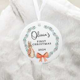 Personalised Baby's First Christmas Decoration, New Baby Keepsake, Rabbit Bauble, 1st Gift - thumbnail 3