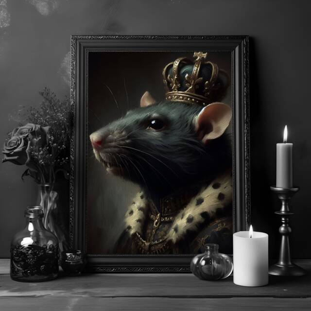 Rat King Vintage Poster, Renaissance Animal Print, Gothic Wall Art, Classic Painting, Dark Academia Gift - image 1