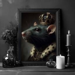 Rat King Vintage Poster, Renaissance Animal Print, Gothic Wall Art, Classic Painting, Dark Academia Gift - thumbnail 1