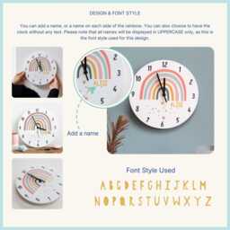 Natural Toned Personalised Rainbow Clock - Children's Bedroom Wall Nursery Gift - thumbnail 4