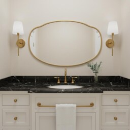 Antique Oval Brass Mirror - Bathroom Handmade - thumbnail 3