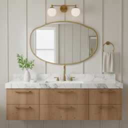 Antique Oval Brass Mirror - Bathroom Handmade - thumbnail 2