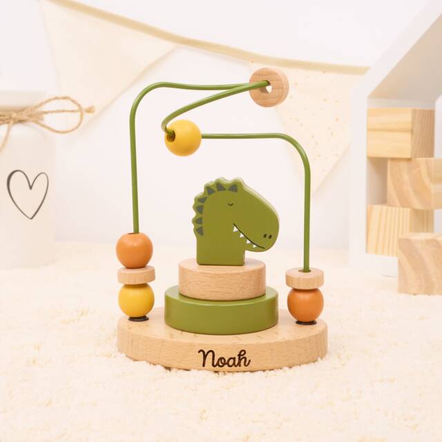 Trixie Personalized Motor Skills Loop With Name, Montessori Toy, Wooden Baby Toy Gift For Birth, Christening - image 1