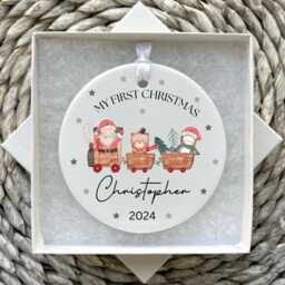 Personalised First Christmas Bauble - Ornament -Babys First Baby Xmas Tree Decoration- Secret Santa - thumbnail 1