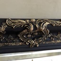 statement Large Swept Ornate French Matt Black Pale Gold Wooden Framed Over Mantle Leaner Wall Beveled Mirror 4Ft X 3Ft Hand Finished - thumbnail 3