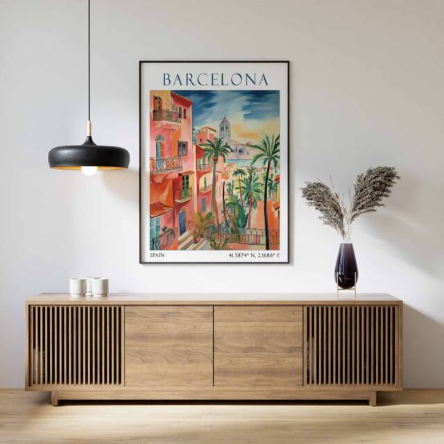 Barcelona Travel Print, Poster, Spain Decor, European Wall Art, Gift - image 1