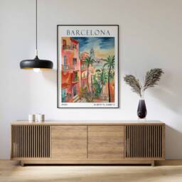 Barcelona Travel Print, Poster, Spain Decor, European Wall Art, Gift - thumbnail 1