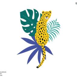 Bright Cheetah & Leaves Wall Sticker Pack, Jungle Stickers, Safari Room Decor - thumbnail 3