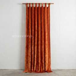 Terracotta Velvet Curtain Dining Curtain Luxury Living Room Curtains Bohemian Custom Bed Room Curtains Single Window Panel - thumbnail 3