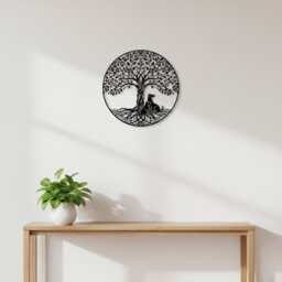Tree Of Life Dog Metal Wall Art, Oversized Zen Lover Decor, Meditative Home Animal Lovers Sign, Gift For Loss - thumbnail 4