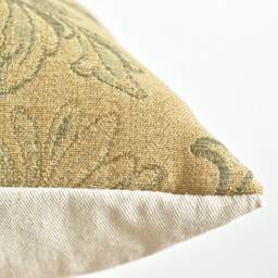 Floral Lumbar Pillow Cover Green & Tan Jacquard Tapestry 14x24 - thumbnail 3