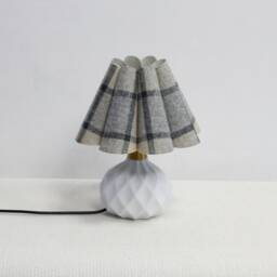 Handmade Blue Plaid Fabric Lampshade Ceramic Lamp-104#