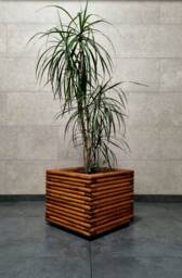 Modern Indoor Wooden Planter, Terrace Flowerpot in Minimal Design 3D, Pot For Outdoor Or Indoor, Industrial Style Flower - thumbnail 1