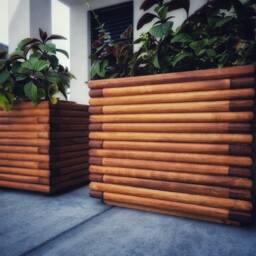 Modern Indoor Wooden Planter, Terrace Flowerpot in Minimal Design 3D, Pot For Outdoor Or Indoor, Industrial Style Flower - thumbnail 3