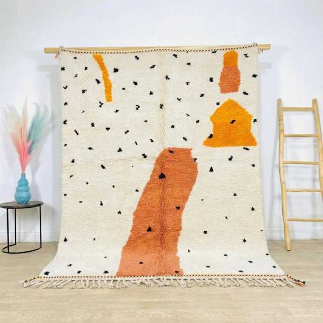 Orange Abstract Shape Rug - Large Area Handmade Berber Shag Vibrant Eclectic Decor Custom Size Wool Carpet Boho Art - image 1