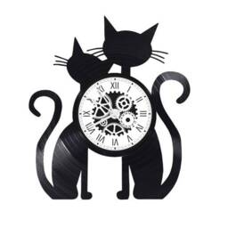 33 Rpm Vinyl Record Clock Couple Cat Theme - thumbnail 2