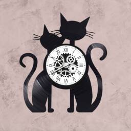 33 Rpm Vinyl Record Clock Couple Cat Theme