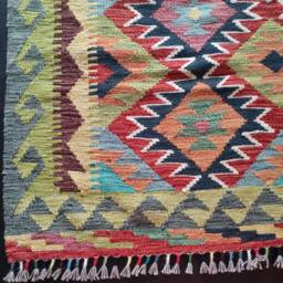 Kilim Rug Classic, Handmade Artisan Afghan Turkish Aztec Geometric Wool 187x126 cm - thumbnail 2