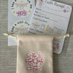 Tooth Fairy Kit, Receipts, Stickers, Velvet Bag, Keepsake - thumbnail 2