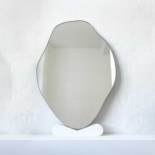 Freeform Organic Shape Mirror With Minimalist Bronze Patina Frame - B - image 1