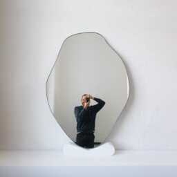 Freeform Organic Shape Mirror With Minimalist Bronze Patina Frame - B - thumbnail 2