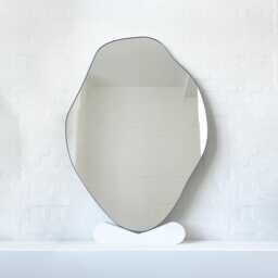 Freeform Organic Shape Mirror With Minimalist Bronze Patina Frame - B