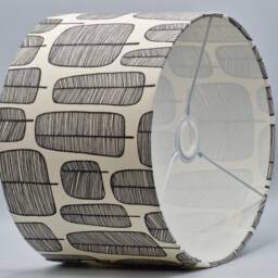 Retro Black White Lampshade Table Floor Lamp/Ceiling Pendant Small Medium Large, 15cm 20cm 25cm 30cm 35cm 40cm, UK Fabric Drum Light Shade - thumbnail 3