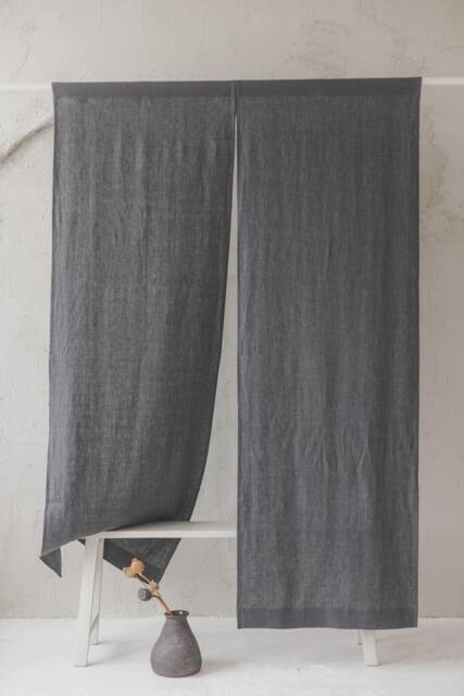 Natural Heavyweight Linen Noren - Minimalist Doorway Curtain Handmade Japanese Style Room Divider Rustic & Sustainable Home Accent