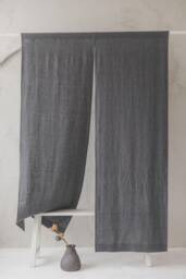 Natural Heavyweight Linen Noren - Minimalist Doorway Curtain Handmade Japanese Style Room Divider Rustic & Sustainable Home Accent - thumbnail 1