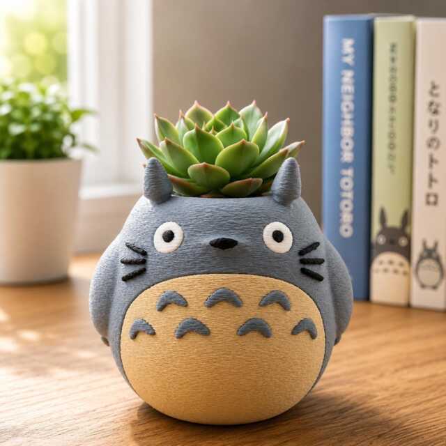 Totoro Planter & Pen Holder - Studio Ghibli Inspired Desk Organizer Succulent Pot Anime Decor 3D Printed Gift - image 1
