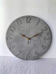 Charcoal Concrete Wall Clock Modern Minimalist Design With Gold Hands